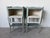 This elegant pair of 1960s vintage French Louis XV-style nightstands features a beautifully distressed soft sage green...