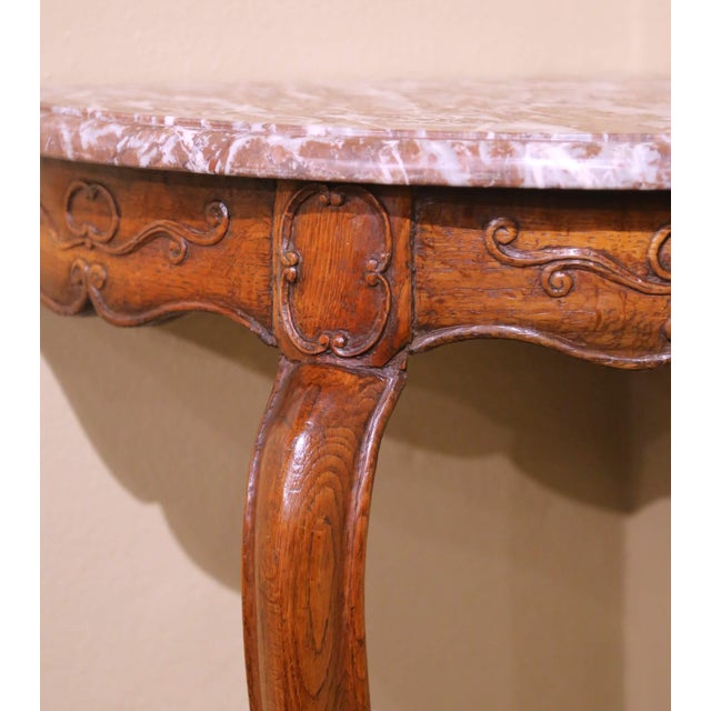 French 18th Century French Louis XV Oak Corner Console With Marble Top For Sale - Image 3 of 8