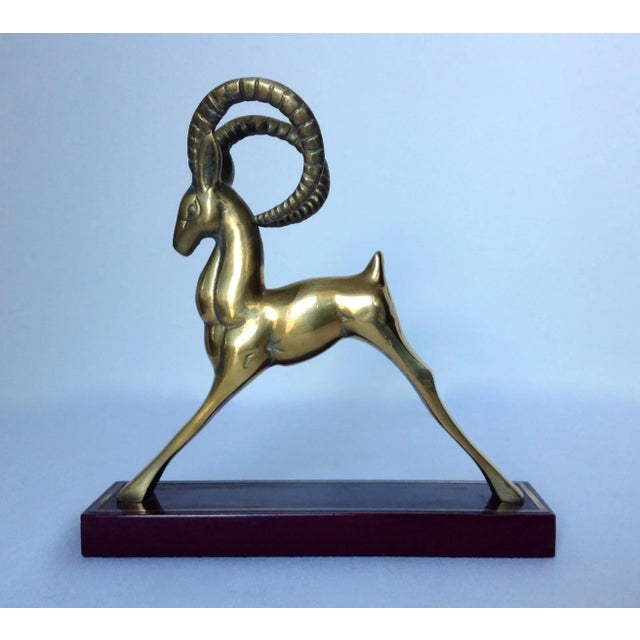 Mid-Century Modern Mid-Century Brass Ram Bookend For Sale - Image 3 of 10