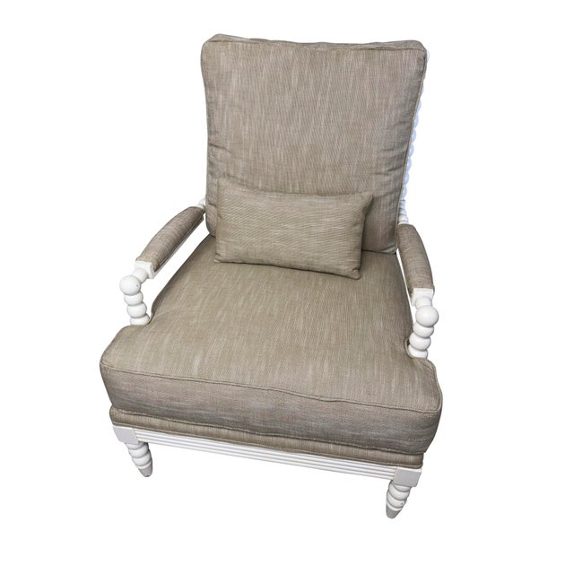 Jenny Lind Style Spool Chair and Matching Ottoman in White For Sale - Image 16 of 18