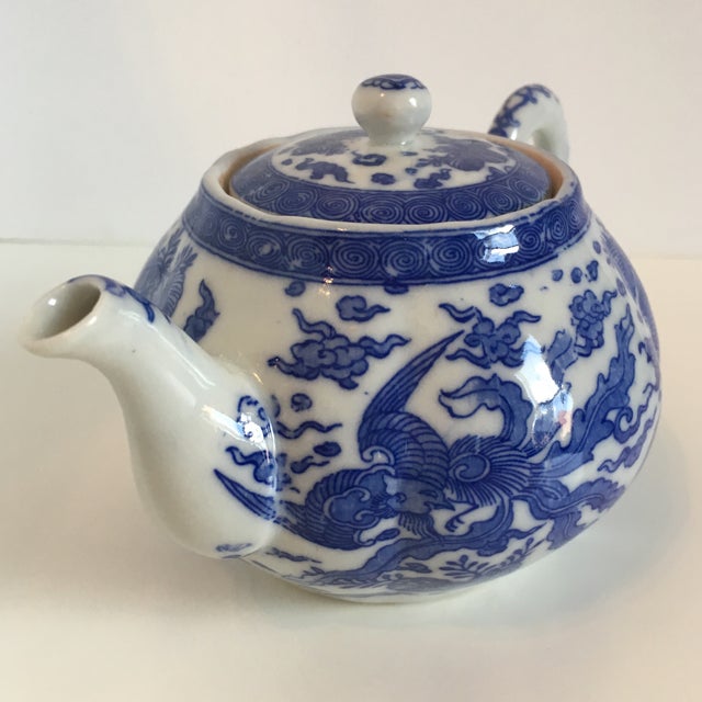 Vintage Japanese Blue & White Porcelain Teapot Chairish