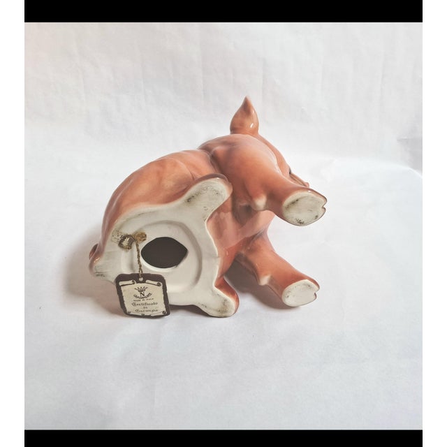Beige Handcrafted Porcelain Figurine of a Piglet by B. Bizotto for Capodimonte, Italy, 1970s For Sale - Image 8 of 13