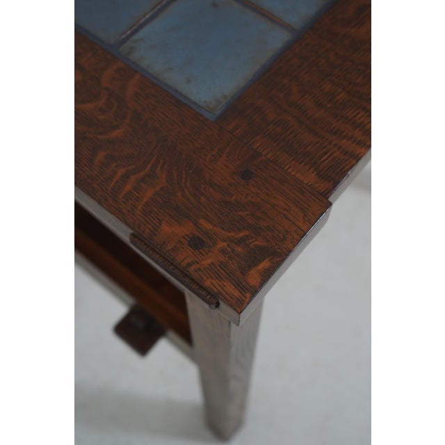 Stickley Mission Oak Two-Tier Tile Top End Table For Sale - Image 9 of 16
