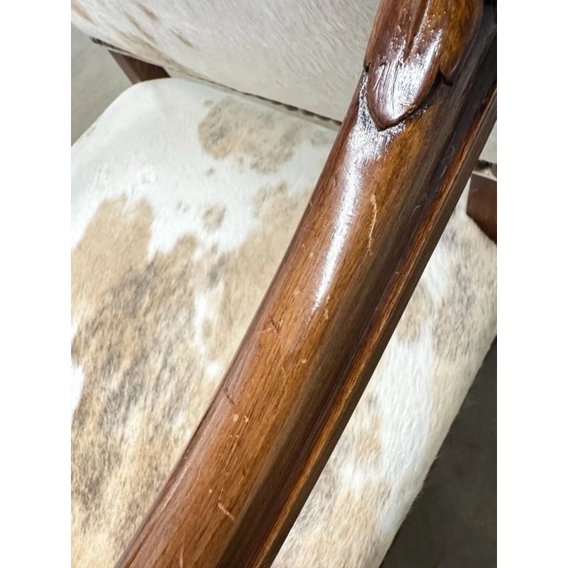 Antique French Baroque Carved Wood Animal Hide Throne Chair For Sale - Image 17 of 17