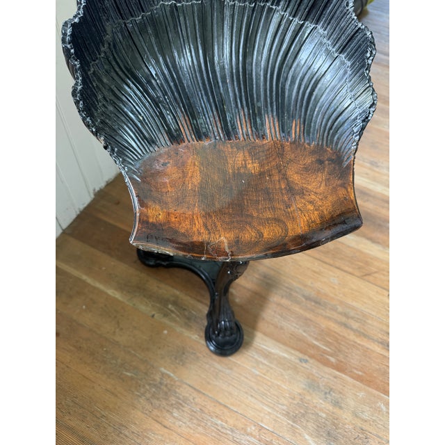 Nautical Early 19th Century Antique Venetian Grotto Carved Shell Chair For Sale - Image 3 of 11