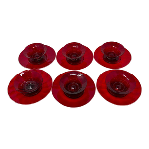 Murano Glass Ruby Red Saucers and Desserts