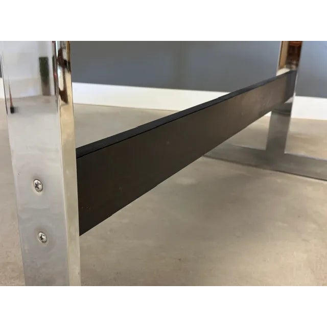 Wood Late 20th Century Rosewood Walnut and Chrome Milo Baughman Style Dining Table For Sale - Image 7 of 8