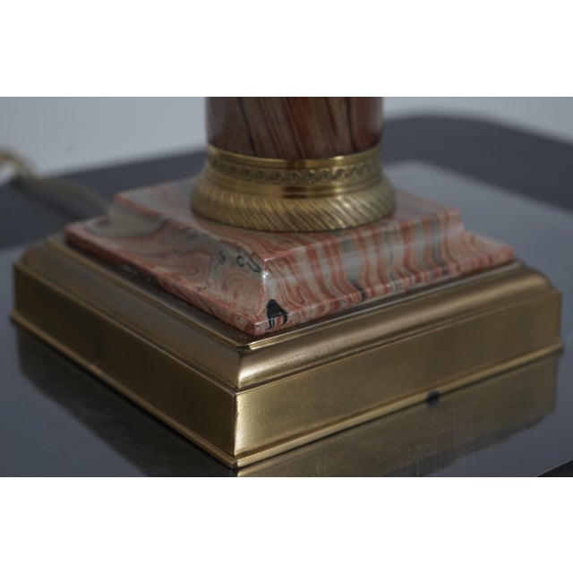 Stone Vintage Paul Hansen Brass & Faux Marble Tall Lamp For Sale - Image 7 of 10
