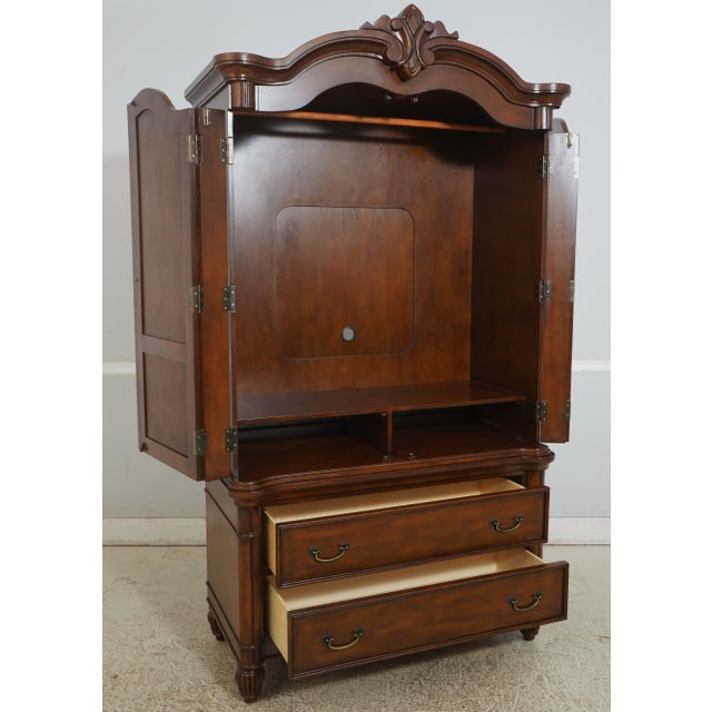 Traditional 1990s Cherry 2 Piece Bedroom Armoire or Tv Cabinet For Sale - Image 3 of 15
