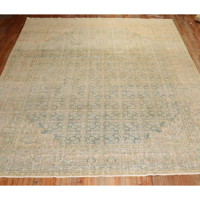 Textile Zabihi Collection Light Green Persian Room Rug For Sale - Image 7 of 9