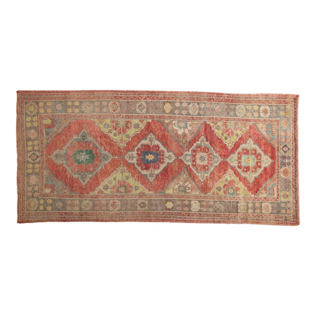 Vintage Distressed Oushak Rug Runner - 5'4" x 11'3" For Sale