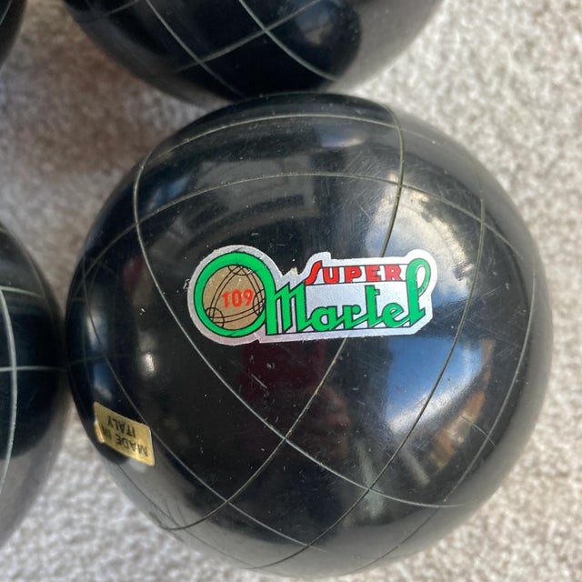 1970s Vintage Italian Bocce Lawn Bowling Set, 9 Pieces For Sale - Image 5 of 12