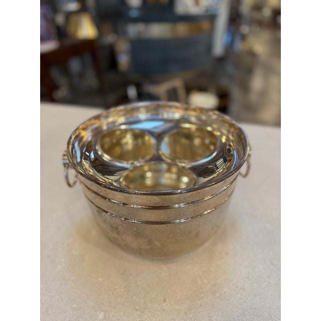 Vintage Italian Ice Bucket With Three-Compartment Insert, 1970s For Sale - Image 4 of 10