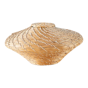 Mid 20th Century Pine Needle Native Woven Basket With Lid