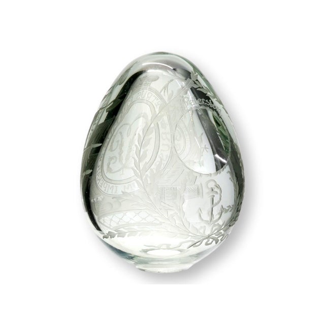 Metal Russian Imperial Cut Glass Egg with Peter the Great Inscription For Sale - Image 7 of 7