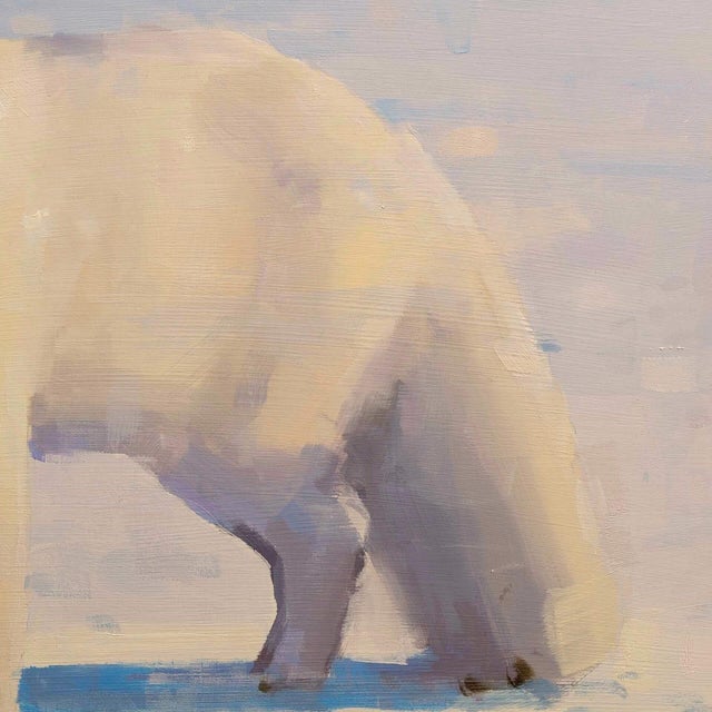 Arctic Fox by Thorgrimur Einarsson | Oil on wood panel White arctic fox in a snowy landscape. For Sale - Image 4 of 4
