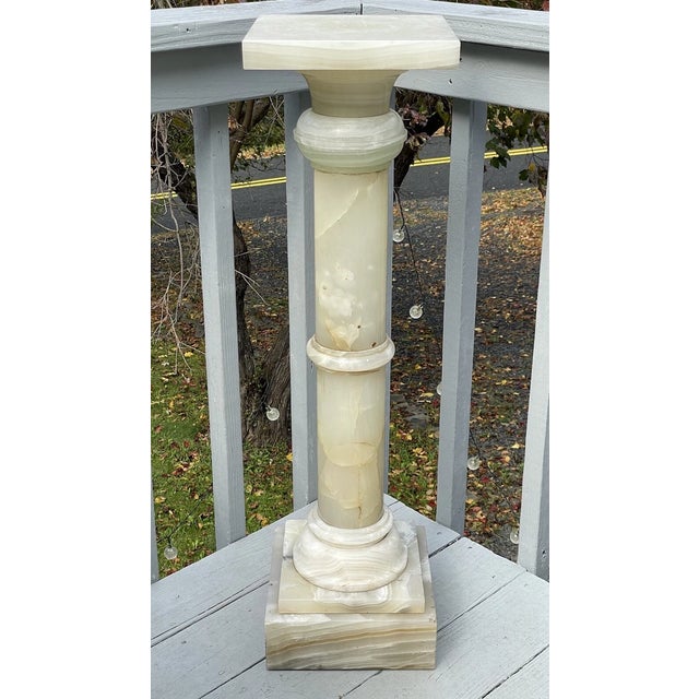 Antique Victorian - Art Deco Era Alabaster Rotating Stone Pedestal Fern Stand For Sale - Image 15 of 16