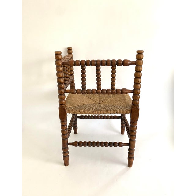 Dutch Oak Corner Bobbin Chair For Sale In Los Angeles - Image 6 of 7