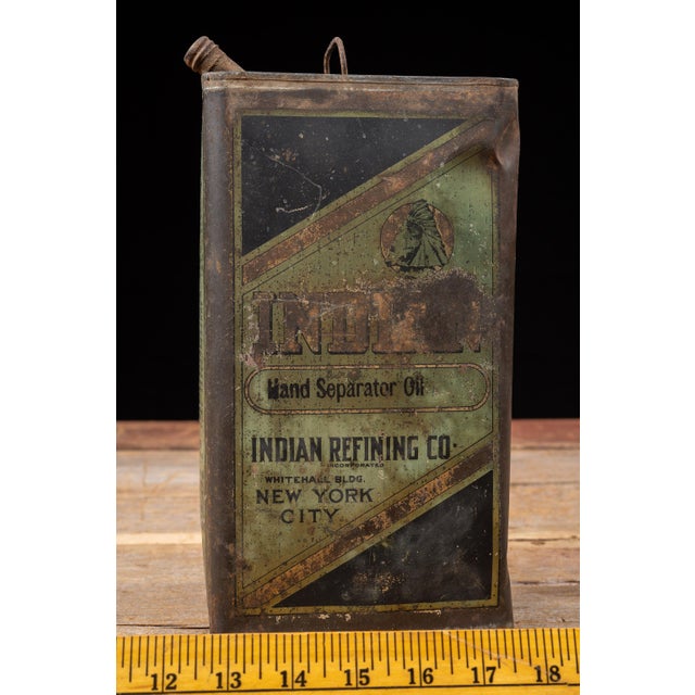 Metal Antique "Indian" Hand Separator Oil 1-Gal. Can For Sale - Image 7 of 7