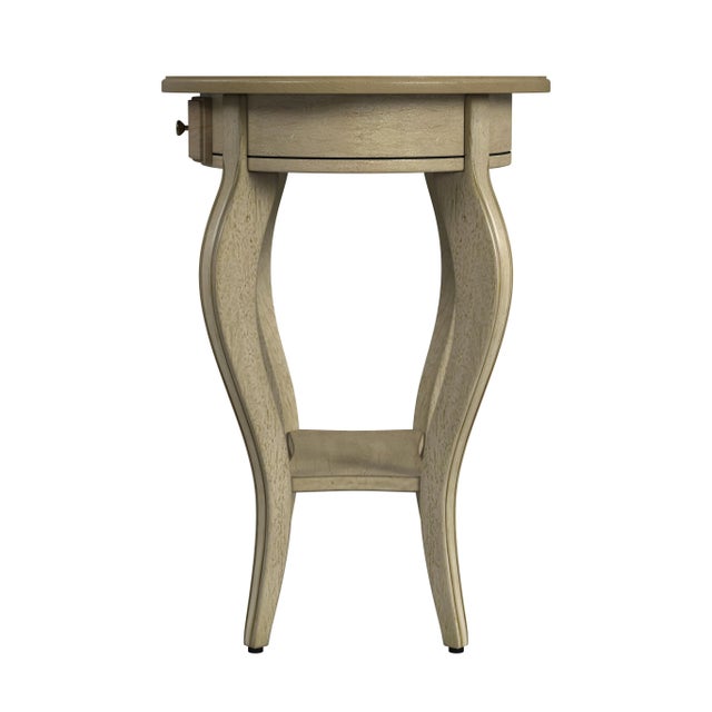 2020s Jeanette Oval Wood Side Table, Beige For Sale - Image 5 of 8