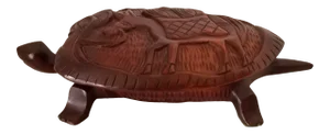 1980s Vintage Rosewood Hand Carved Turtle Box W/ Lid