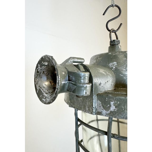 Industrial Cast Aluminium Cage Pendant Light, 1960s For Sale - Image 10 of 18