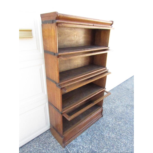 Brown Antique English Oak Stacking Lawyers Bookcase For Sale - Image 8 of 18