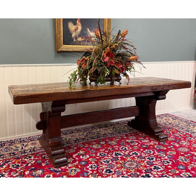 Antique French Dining Farmhouse Refectory Monastery Table Trestle Base Mid 19thC For Sale - Image 18 of 18