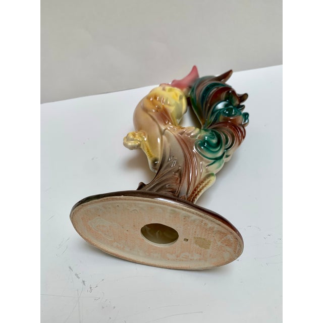 1970s Vintage Tall Colorful Ceramic Decor Rooster For Sale - Image 5 of 7