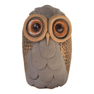 1980's Studio Art Pottery Owl Bud Vase For Sale