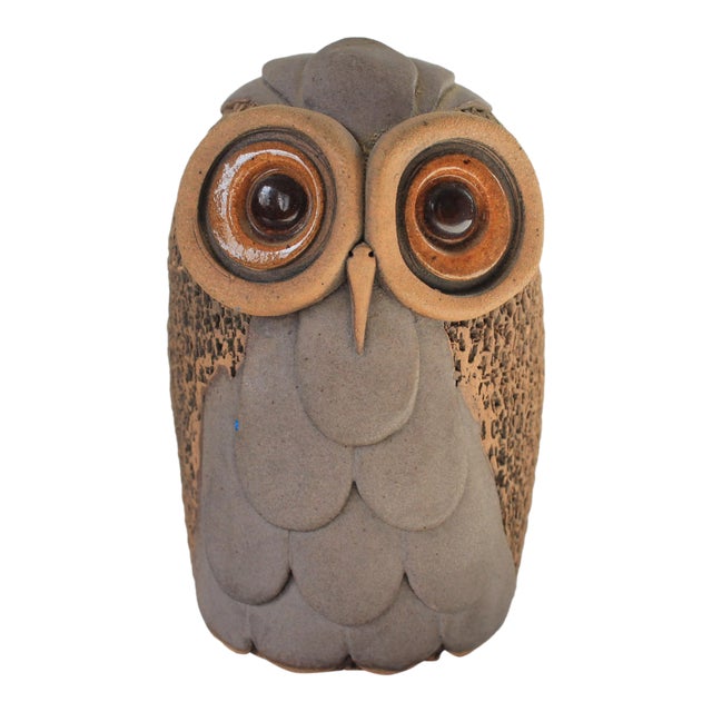 1980's Studio Art Pottery Owl Bud Vase For Sale