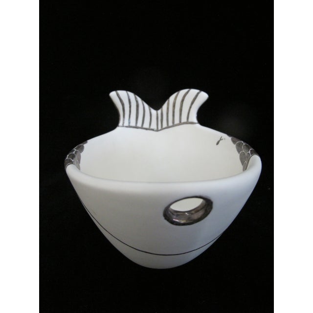 Emilia Castillo Mexico Sterling Silver Pottery Fish Ramen Bowl With Chopsticks For Sale - Image 9 of 12
