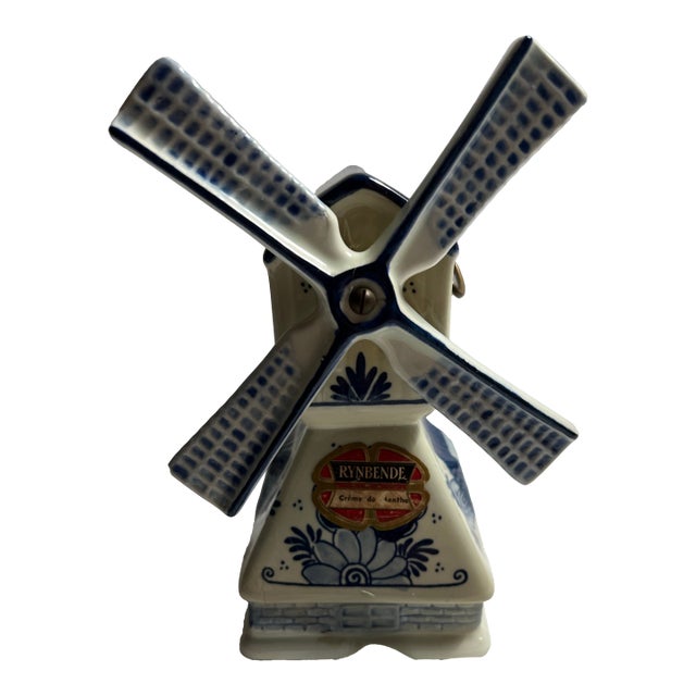Old Rynbende & Sons Delft Blue Spinning Windmill Music Box For Sale