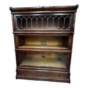 Antique 3 Stack Oak Barrister Bookcase With Drawer by the Globe Wernicke Co.