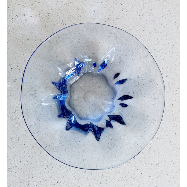 1950s 1950s Biomorphic Murano Blue & Clear Centerpiece Bowl For Sale - Image 5 of 12