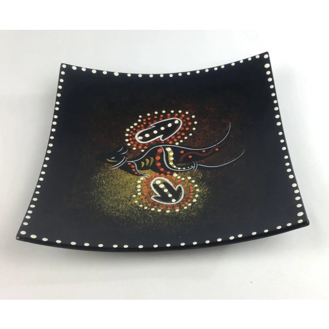 Asian Modern Black Lacquer Hand Painted Kangaroo Bowl For Sale - Image 4 of 10