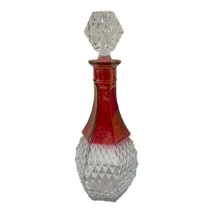 Vintage Hollywood Glam Indiana Glass Diamond Red Decanter