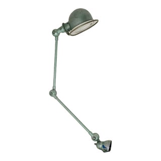 Vintage 1950s Jean Louis Domecq Pour Jielde French Mid-Century Modern Industrial Lamp with Two Adjustable Arms, Original Factory Paint For Sale