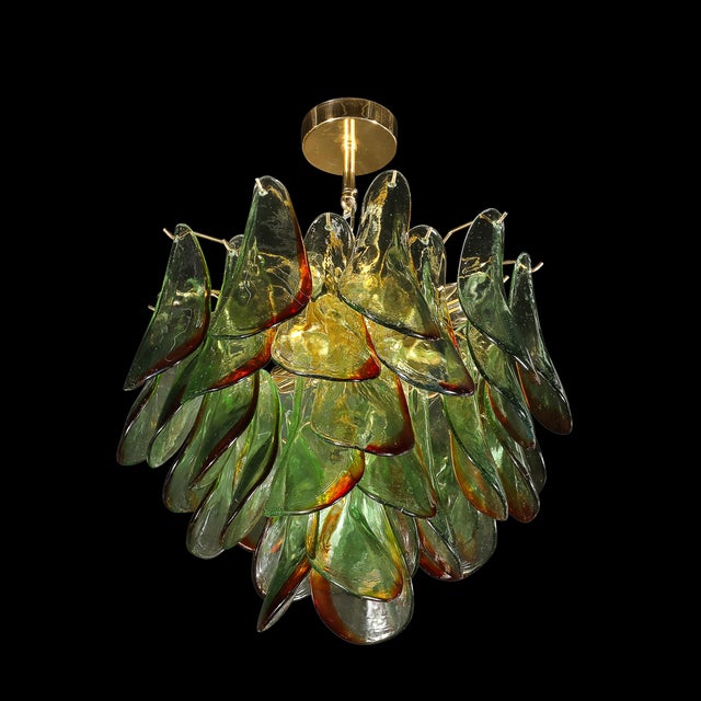 Mid-Century Signed Barbini Hand-Blown Murano Peacock Glass Chandelier For Sale - Image 14 of 15