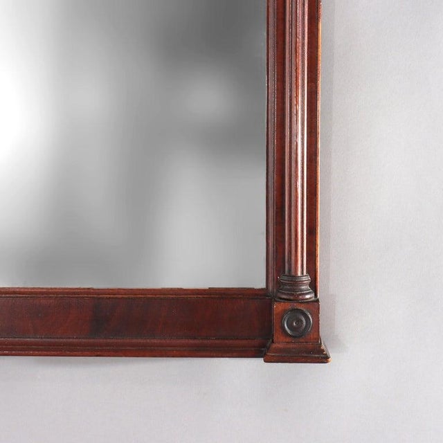 Traditional Antique Federal Mahogany Veneer Mirror With Englomise Landscape Panel C1830 For Sale - Image 3 of 8