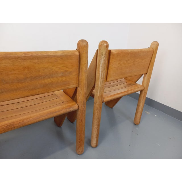 Large Rectangular Table and Brutalist Chairs in Oak, 1960s-1970s For Sale - Image 14 of 18
