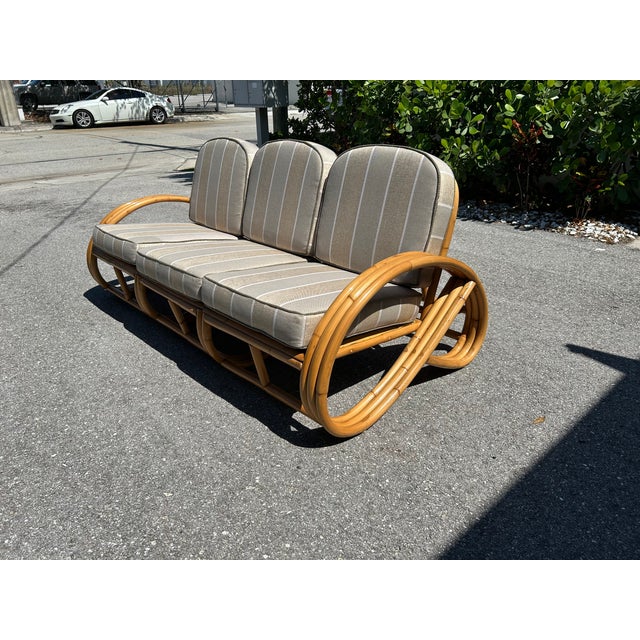 Restored 3-Seater Vintage Rattan Sofa For Sale - Image 11 of 16