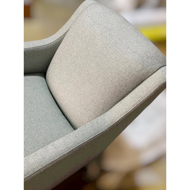 2020s C. R. Laine Kendrick Swivel Chair 545-05sw Upholstered in a Soft, Neutral Toned Thibaut Everly Spa Blue Fabric For Sale - Image 5 of 18