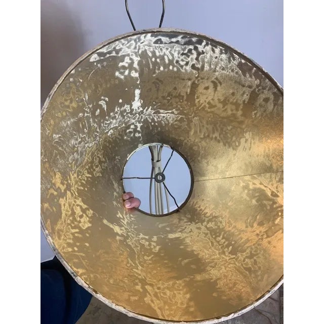 Cream Mid Century Modern Torchiere Floor Lamp with Original Shade For Sale - Image 8 of 11