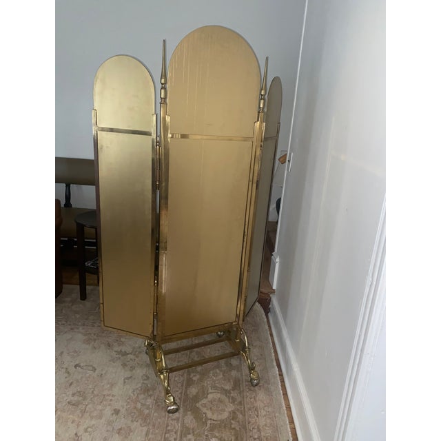 Brass Large Brass Tri Fold Floor Mirror For Sale - Image 8 of 8