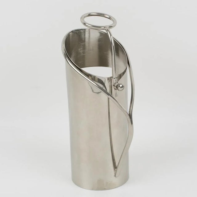 French Chrome Bottle Holder Wine Pourer Server, 1980s For Sale - Image 4 of 6