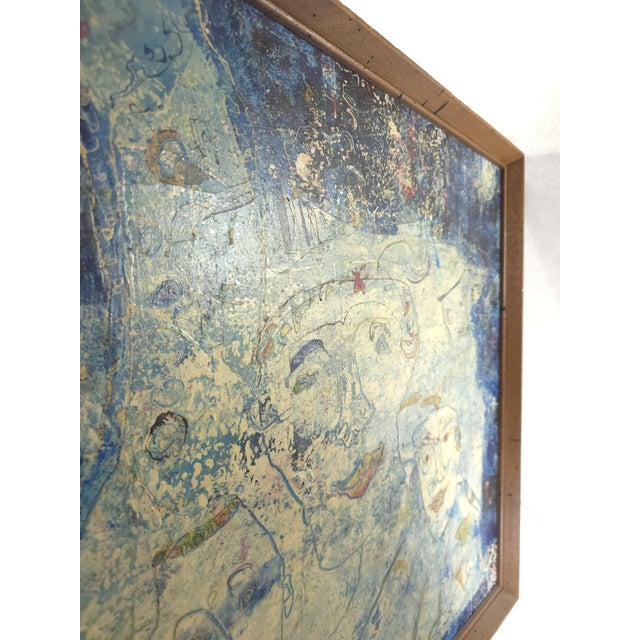 Paper Original Abstract Expressionist Signed Charles Keeling Lassiter Oil Painting Mixed Media on Canvas C. 1960 For Sale - Image 7 of 11