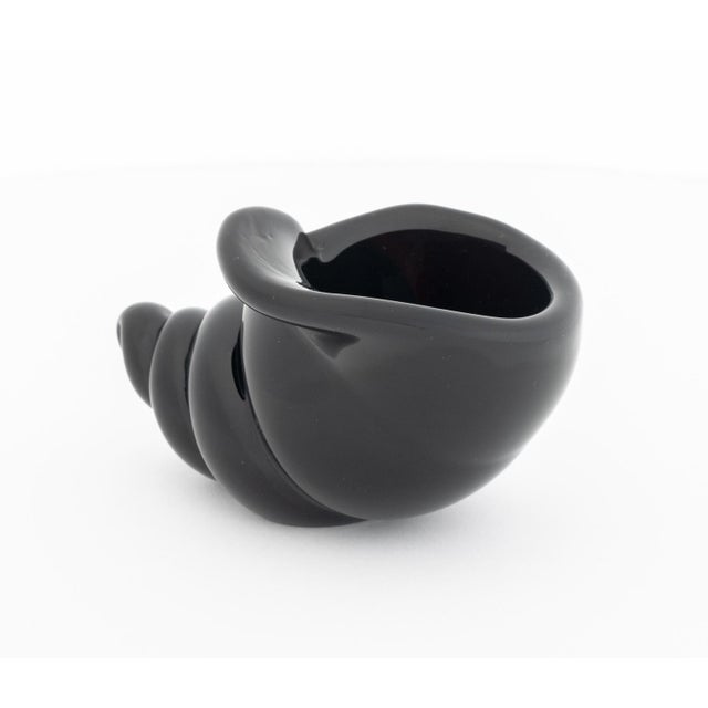 Cartier Cartier Black Glass Conch Shell Bud Vase For Sale - Image 4 of 7