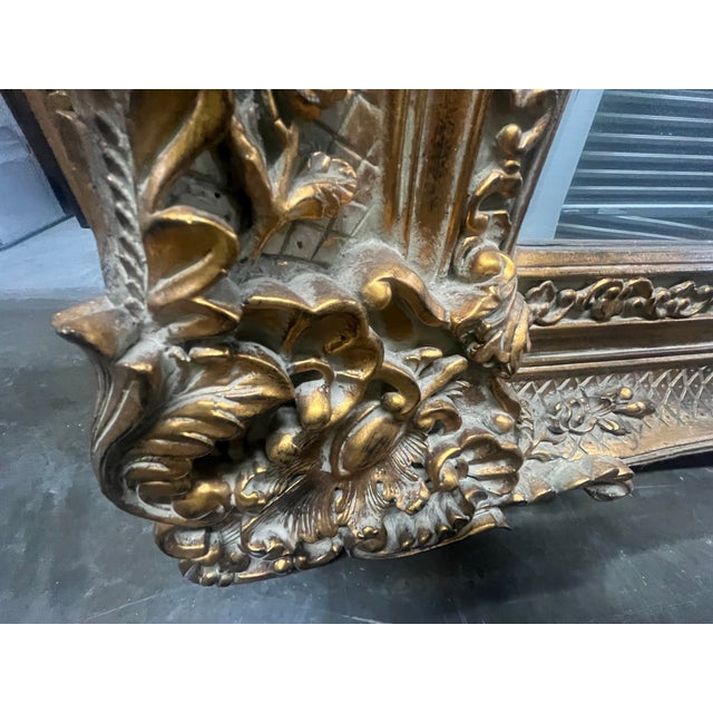 Late 20th Century Antique Style Gold Rectangular Decorative Accent Mirror With Embossed Frame For Sale - Image 5 of 5