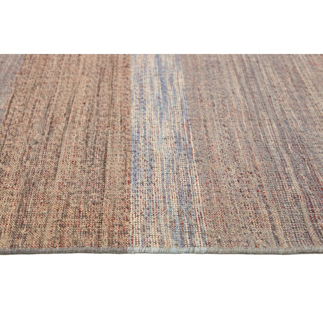 Orange Modern Kilim Flatweave Wool Rug With Multicolored Geometric Pattern For Sale - Image 8 of 9